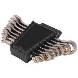 Wakuka 8PCS Ratcheting Wrench Set,Ratchet Wrench Set with Portable Rack Organizer,72-Teeth Nickel Plating Combination Wrench Sets, 5/16-13/16 in SAE Ratcheting Wrench Set, Premium Cr-V Steel