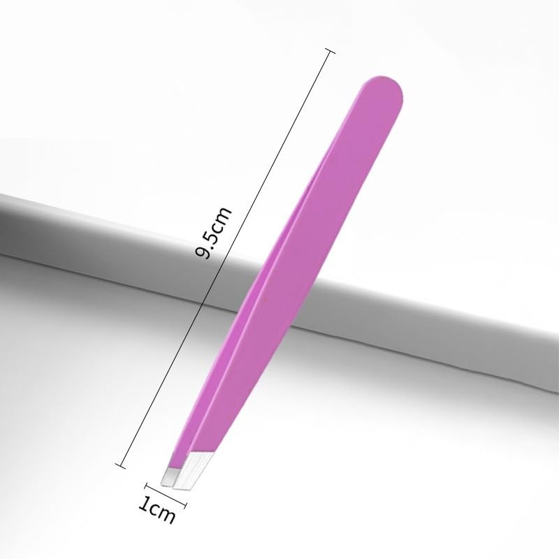 Mini Oval Slant and Point Combo Tweezers (Pink, Set of