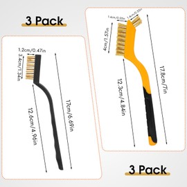 6 Pieces Wire Brushes Set, Small Metal Brass Brush, Stainless Steel Brush, Nylon Brushes for Cleaning Metal Rust and Paint Removal (Yellow+3 Mixed Color, L)