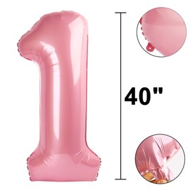 40 Inch Pearlescent Pink Number 19 Balloon Number 19 Balloon 40 Inch, 19th Birthday Party Decorations for Boy or Girl Huge Mylar Anniversary Party Supplies