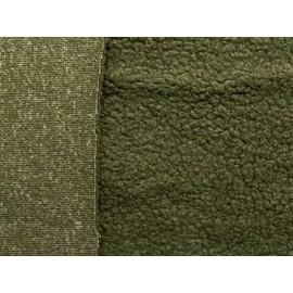 Faux Sherpa Fleece Sheepskin Fabric Material Olive 1Mtr