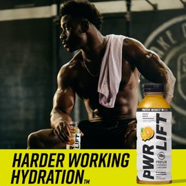 Whey Protein Water Sports Drink by PWR LIFT | Orange Mango | Keto, Vitamin B, Electrolytes, Zero Sugar, 10g of Protein | Post-Workout Energy Beverage | 16.9oz (Pack of 12)