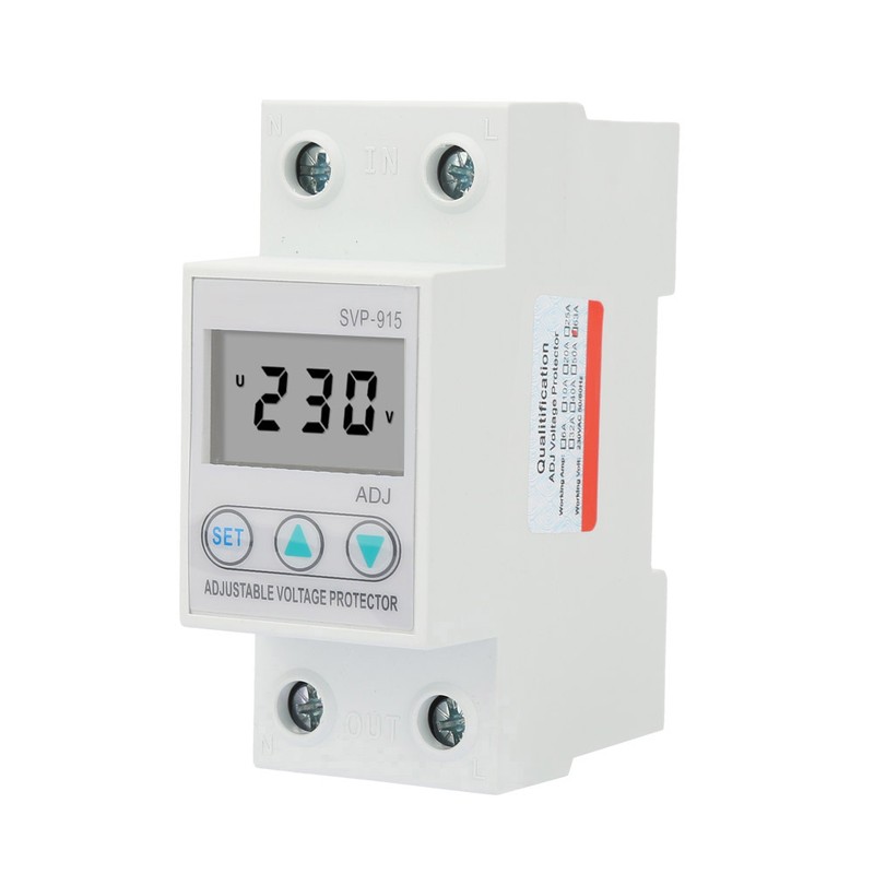 LCD Display Single Phase Adjustable Over Voltage Under Voltage Protector