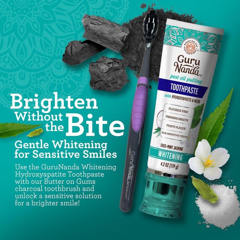 GuruNanda Butter On Gums Charcoal Toothbrush – Ultra-Soft Bristles for