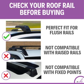 ERKUL Roof Rack Cross Bars for Hyundai Kona 2018-2023 | Anti-Theft Lock Aluminum Crossbars for Rooftop, Cargo Carrier, Luggage, Kayak, Canoe, Bike | Black