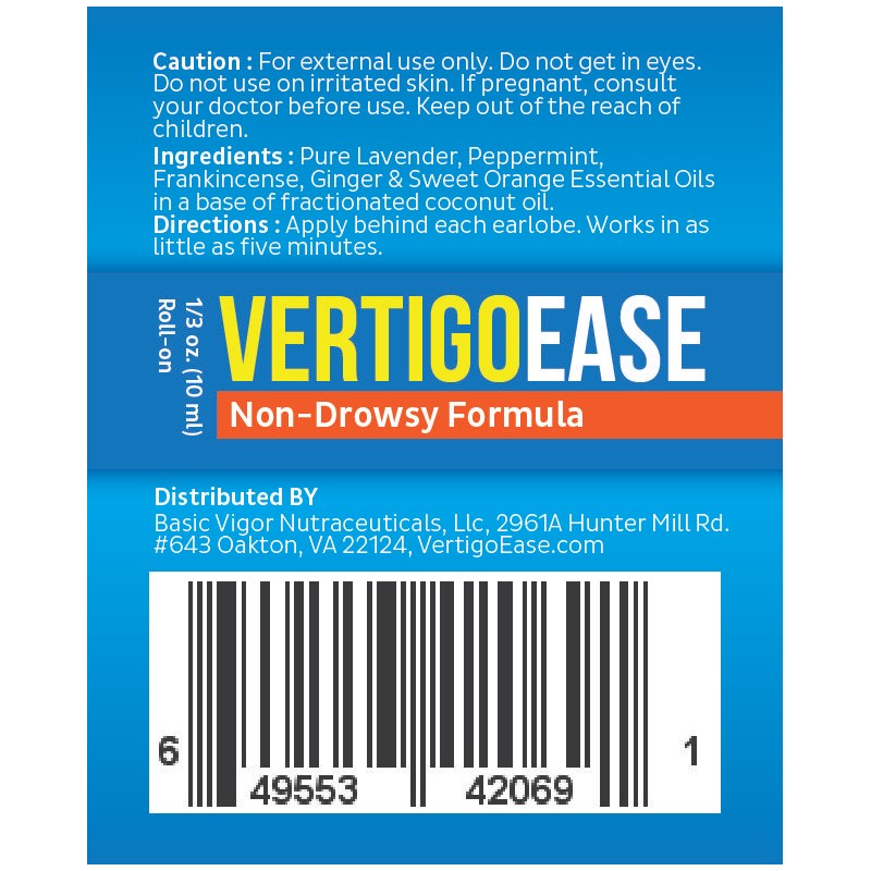 Vertigo Ease Aromatherapy Roll-on by Basic Vigor- Essential Oils for