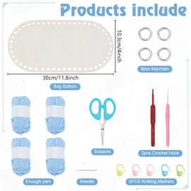FREEBLOSS DIY Crochet Bag Set Crochet kit for Beginners with Step-by-Step Video Tutorials Crochet Knitted Bag Set for Adults Knitting Kit Crochet Starter Kit for Knitting Enthusiast