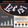 Rustark Round Flat Head Rivet Nuts Stud Rivet Semi-Tubular Silver