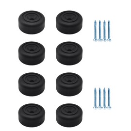 pafnisoin Furniture Feet, Black, Pack of 8 Furniture Legs, Round, Diameter 33 x H 13 mm, Cabinet Feet, Plastic Feet for Furniture, Sofa Feet with 8 Screws for Cupboard, Sofa, Chair