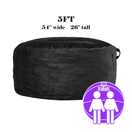 Codi Oversized Bean Bag Chair with Filler Included, 5 FT - Comfy Large Beanbag Chairs for Adults, Memory Foam Added - Machine Washable and Soft Mink Bonded Cover - Black, 5ft