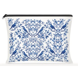 Bird French Toile De Jouy Makeup Bag - Inspired By Toile De Jouy Makeup Bag - Bird Lover Gifts - Gifts For Women- Pet Lovers On Mothers Day- Birthday- Holiday