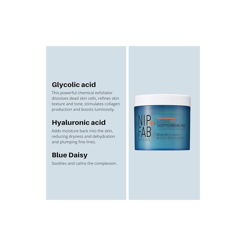 Nip + Fab Glycolic Fix Daily Cleansing Pads, 60 Pads