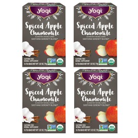 Yogi Tea Spiced Apple Chamomile - Organic Chamomile Tea - Relaxation Blend - Caffeine-Free - Includes Cinnamon, Ginger, Licorice & More - 16 Tea Bags Per Pack (4 Packs)