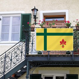 3×5 FT Franco-Saskatchewanian Flag,Large Canada Fransaskois Decor,French-Canadian Association of Saskatchewan,Francophone Double Side Digital Printed 150D Polyester Banner With Canvas Header Brass Grommet For Outdoor Indoor Parade Car