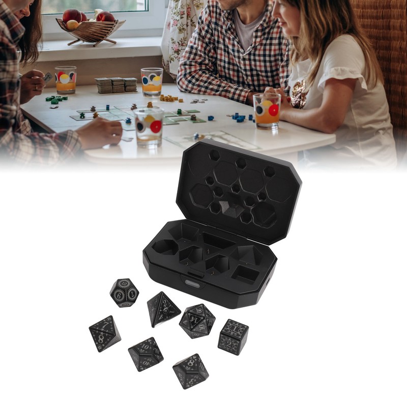7pcs Light Up LED Dice Set Glowing Polyhedral Dice with
