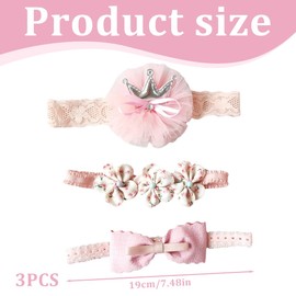 Pack of 3 Baby Headbands, Flower Elastic Hair Band, Hair Accessories, for Newborns Toddlers, Baby Girls Headbands, Soft Newborn Toddler Hair Accessories (Pink)