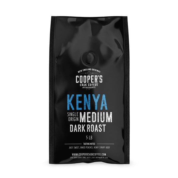 Kenya AA Medium-Dark Roast Coffee Beans, Single Origin Whole Bean or Ground Coffee, Gourmet Coffee - 5lb Bag