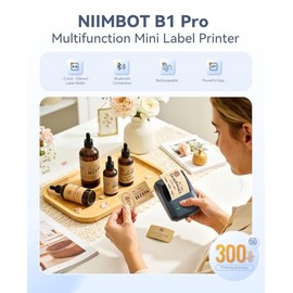 NIIMBOT B1 Pro Etiquetadora con 3 Rollos de Etiquetas, Impresora Térmica Bluetooth HD de 300 DPI para Oficina en Casa, Organización de Pequeñas Empres