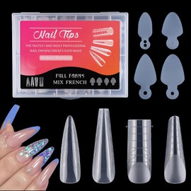JOYOLA 144 Pieces Dual Nail Forms Set 4 Shapes Nail Extension Nail Gel Shapes Nails Set with 48 Pieces Nail Stickers Nail Set Manicure Tools Nail Studio Acrylic Nail Shapes