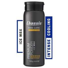 Chassis Ice Max Premium Body Powder for Men, Natural Deodorant with 10x The Cooling Sensation, Anti-Chafing Powder with Odor-Absorbing Formula, Free of Talcum Powder, Parabens, and Menthol