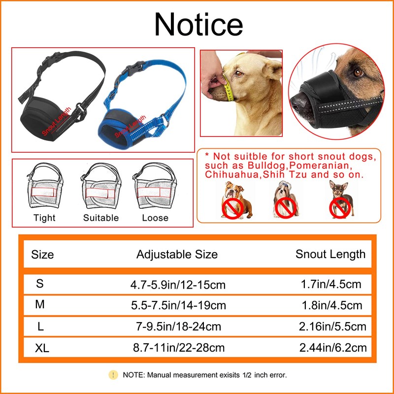 Dog Muzzle, Air Mesh Breathable Puppy Muzzle Dog Muzzles Adjustable