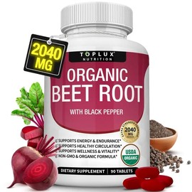 Organic Beet Root Supplement 2040mg – Nitric Oxide Booster for Energy, Circulation & Blood Pressure Support | Beetroot Capsules healthcare vitamin healthy body tiktok  shop  health wellness bundle boost therapy