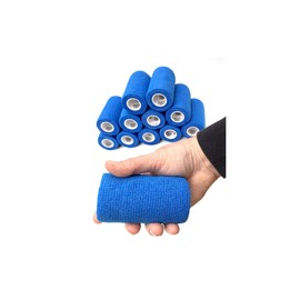 WildCow 4" Blue Vet Wrap Tape Bulk, 12 Pack Cohesive Bandage Wrap, Self Adherent Grip Rolls