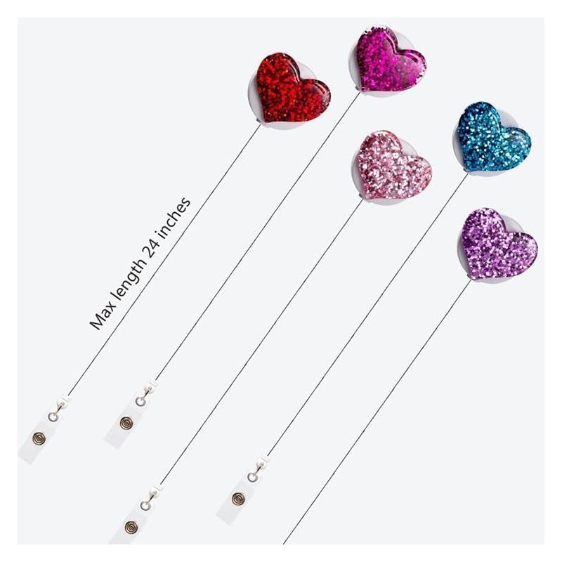 Heart Retractable Badge Holder, ID Card Clips, Badge Reel for