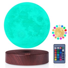 Vnemofey Floating Moon Lamp, 16 Galaxy Colours, Magnetic Floating Moon Lamp, 3D Rotating with Brightness Adjustable, Gifts for Children, Friends, Cool Gadgets, Home Decor, 5.9 Inches