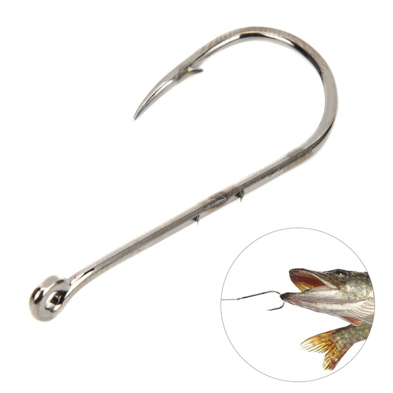 100Pcs 6/0# High Carbon Steel Sharp Fish Hooks with Barb