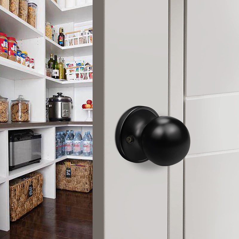 Probrico Stainless Steel Half-Dummy Door Knobs Black Round Pulls for