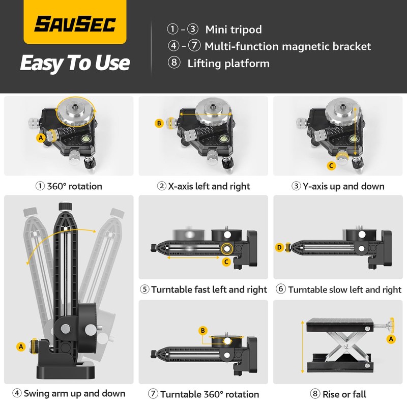 Laser Level 360 Self Leveling, SAVSEC 3 x 360 3D