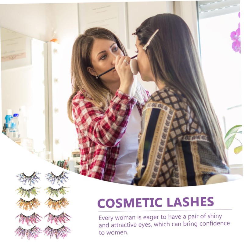 Baluue 5sets Glitter Lashes False Eyelashes Fluorescent Makeup Diy 3d
