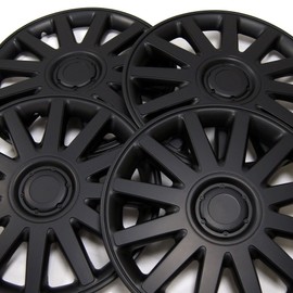 Tuningpros WC3-17-610-B - Pack of 4 Hubcaps - 17-Inches Style Snap-On (Pop-On) Type Matte Black Wheel Covers Hub-caps