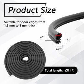 20Ft Car Door Seal Strip Universal Automotive Weather Stripping Rubber Seal Strip Car Door Edge Guards Compatible with Car Truck Boat RV Home