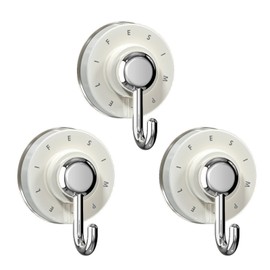 AoFly 3 Pcs Suction Cup Hooks, Key Holder Wall Mount, Door Hanger, Waterproof Wall Hooks for Shower Towel, Coat, Key, Hat, Reusable Vacuum Suction Hooks for Bathroom Kitchen (White)