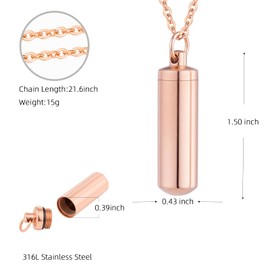 Cremation Jewelry for Ashes Pendant Urn Necklace Cylinder Keepsake Ashes Memorial Jewelry with Fill Tool