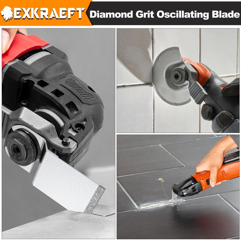 EXKRAEFT 5PCS Diamond Oscillating Multi Tool Blades for Grout Removal,
