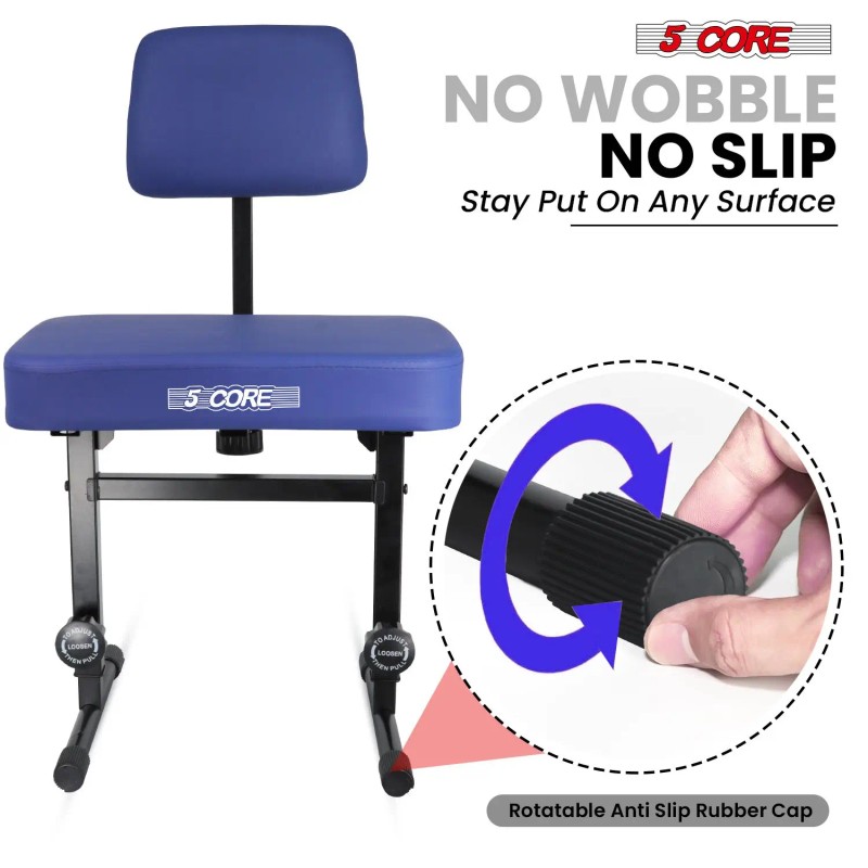 3-Padded PNB B-REST BLU Piano Bench Heavy-Duty Musician Chair Height