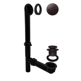 Westbrass Y593144-12 14" Black Tubular Bath Waste & Overflow Assembly with Tip-Toe Drain Plug and Two-Hole Faceplate, Oil Rubbed Bronze