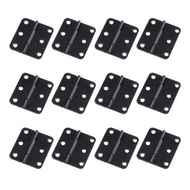12-Pack Antrader Asymmetric Door Hinge Cabinet Gate Closet Hinge 1-1/2'' Long Home Furniture Hardware Folding Butt Hinge, Flat Black