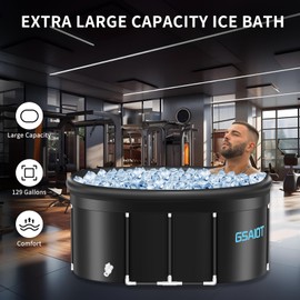 Ice Bath Tub for Athletes Recovery – XL 129 Gal Oval Cold Plunge Tub, Multi-Layer Ice Bath for Cold Therapy, Portable Durable for Home, Indoor, Outdoor Use (Cold Plunge Tub- Oval Inflatable Ring)