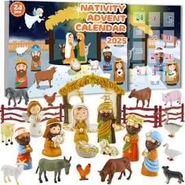 Nativity Advent Calendar 2025 Nativity Set for Kids Christmas Advent Calendar for Kids Boys Girls Teens Toddler Children Christian Religious Advent Calendar Gifts Toy