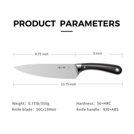 ZHANG XIAO QUAN SINCE 1628 Kitchen Knife in High Carbon Steel, Professional Chef Knife with Ergonomic Handle and Ultra Sharp Blade