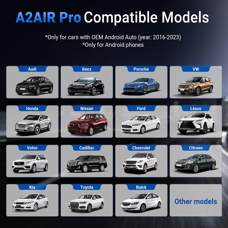 OTTOCAST A2Air Pro Android Auto Wireless Adapter, Auto-Reconnect, Convert Wired