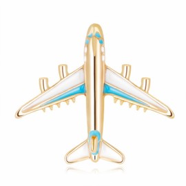 Airplane Brooch Pins Creative Enamel Red Blue Miniature Aircraft Plane Small Lapel Pin for Women Men Flight Attendant Aviator Pilot Traveller Holiday Party Dress Suit Hat Bag Jewelry Accessories (Blue)