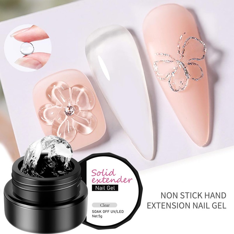Solid Sculpture Builder Gel, Clear Non-Stick Hand Extension Gel for