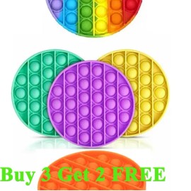 HiTechFix NEW ROUND PUSH POP SILICONE SENSORY FIDGET TOY ANXIETY STRESS BUBBLE IT GAME - Multi-Color