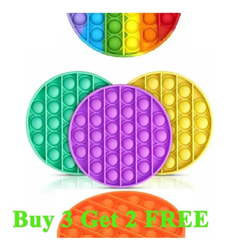 HiTechFix NEW ROUND PUSH POP SILICONE SENSORY FIDGET TOY ANXIETY