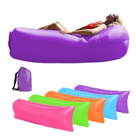 Inflatable Couch Lounger Sofa for Camping, Beach, Outdoor - Lightweight Air Blow Up Chair with Carry Bag, Quick Inflation & Deflation for Adults (Purple)